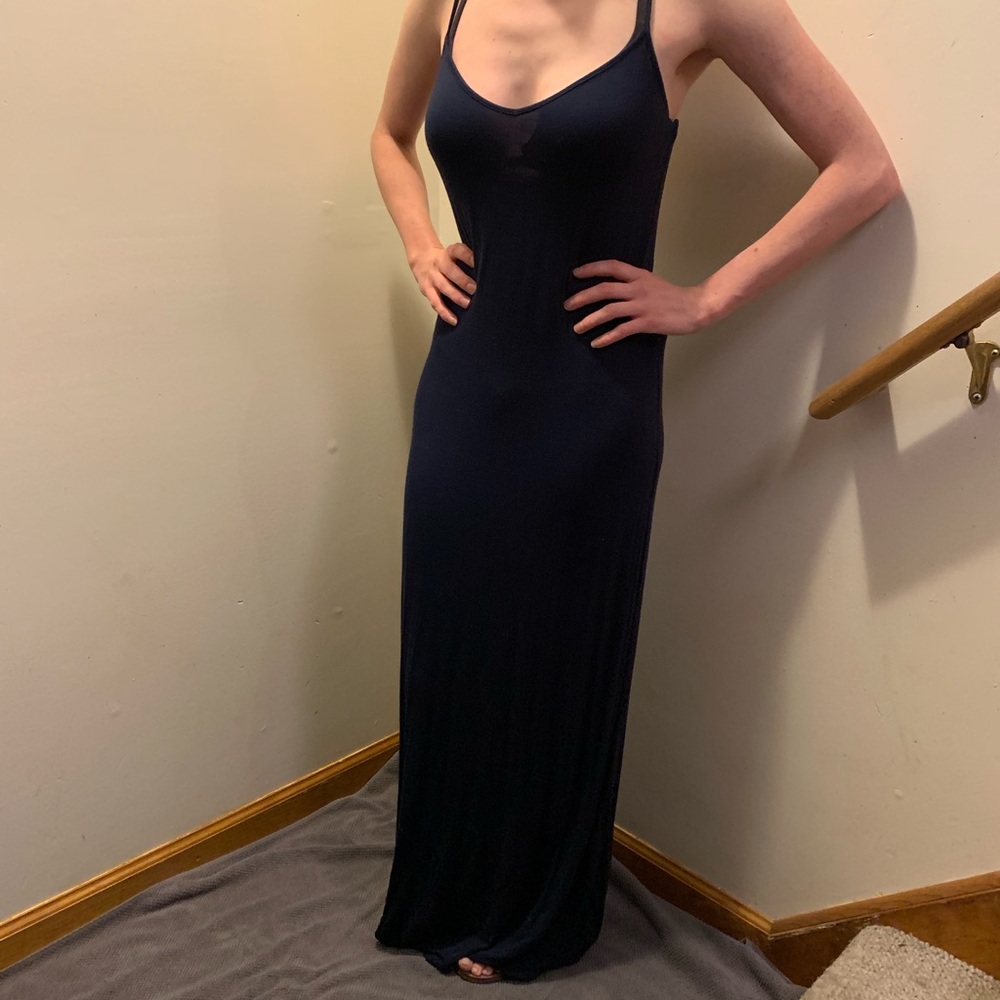 Navy spaghetti strap maxi dress size small